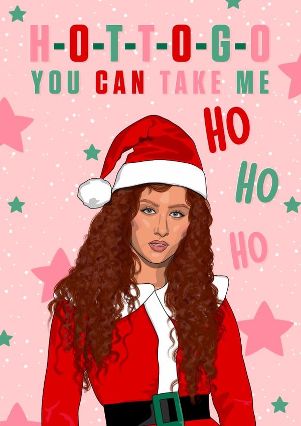 Funny Christmas Card - Chappell Roan - Hot to Go created by The Girl Next Draw Cards