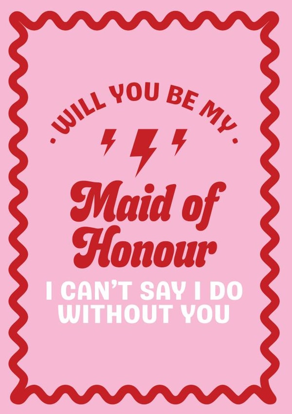 Fun Wedding Card - Will You Be My Maid Of Honour - Wavy Pattern created by Blush & Blossom