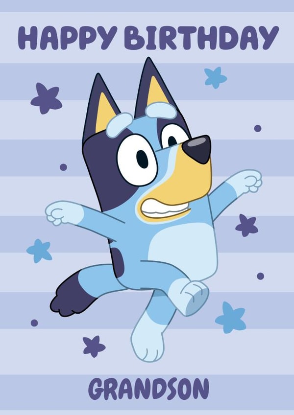Cute Fun Bluey Themed Birthday Card for Grandson – Kids Birthday – Boy created by Danilo