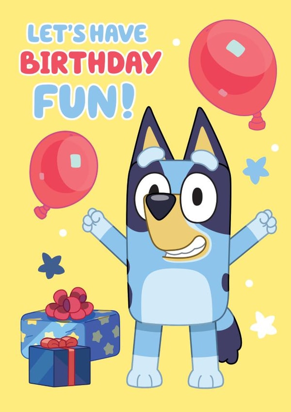 Bluey Birthday Card – Fun Party Balloons – Kids Birthday created by Danilo