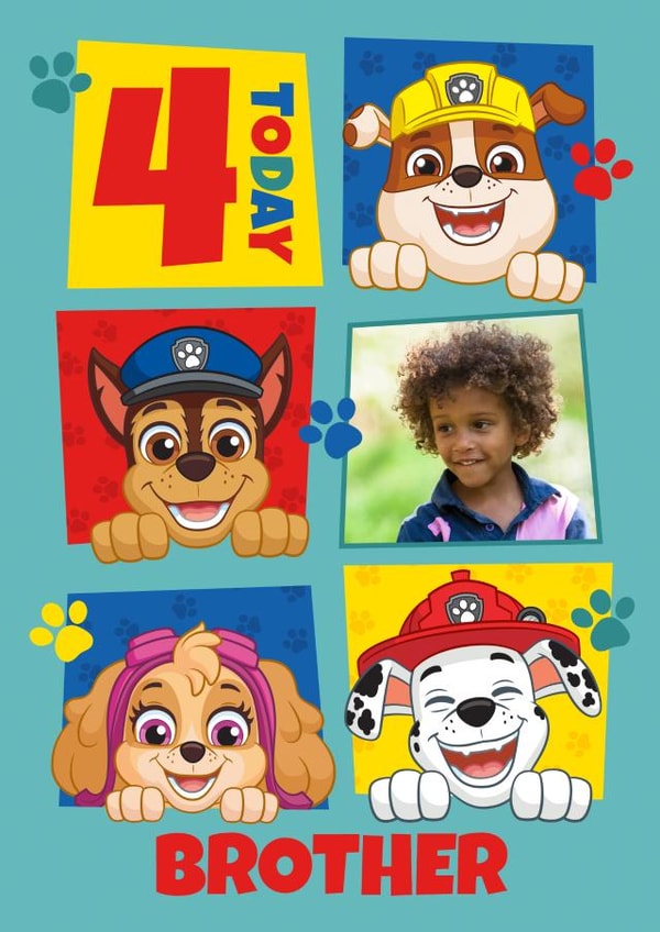 Personalised Paw Patrol 4th Birthday Photo Card for Brother created by Danilo