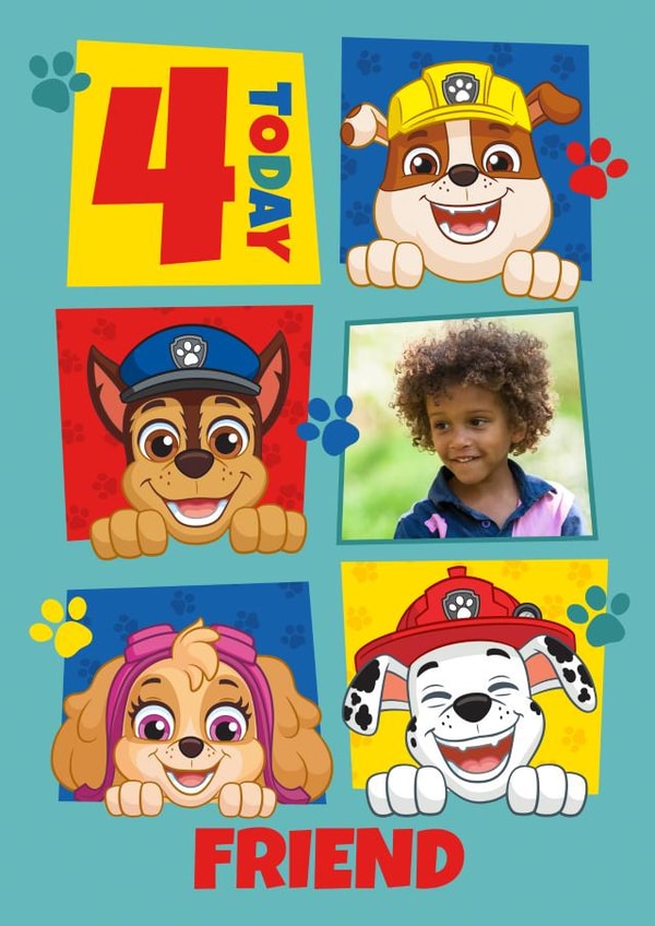 Personalised Paw Patrol 4th Birthday Photo Card for Friend created by Danilo