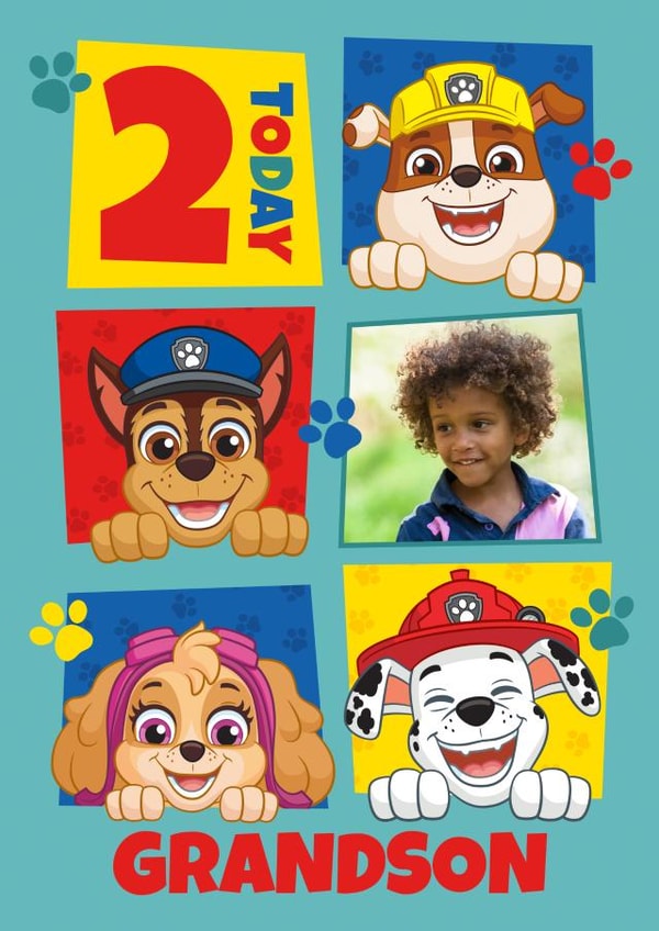 Personalised Paw Patrol 2nd Birthday Photo Card for Grandson created by Danilo