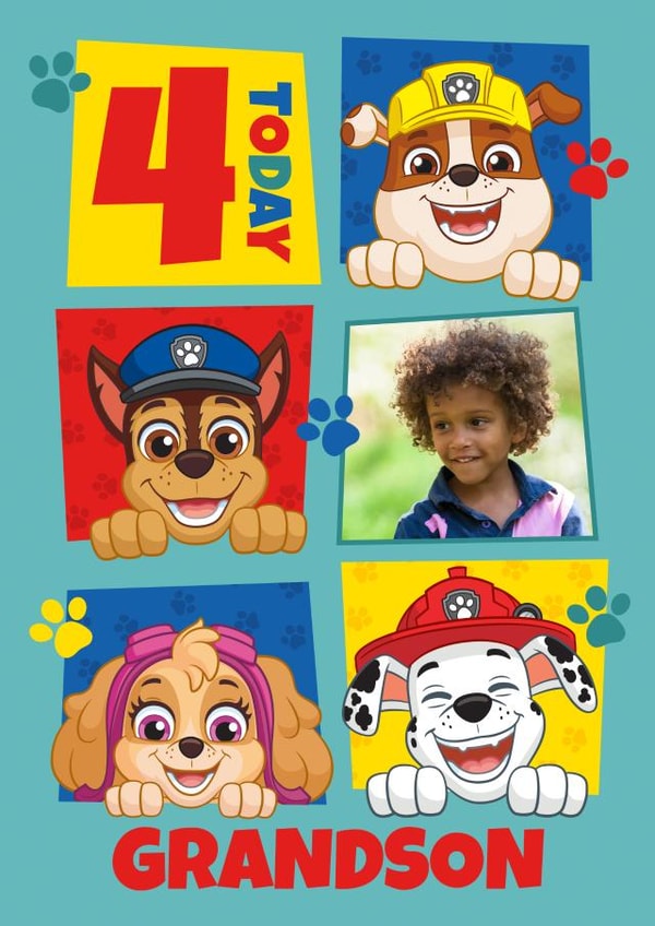 Personalised Paw Patrol 4th Birthday Photo Card for Grandson created by Danilo