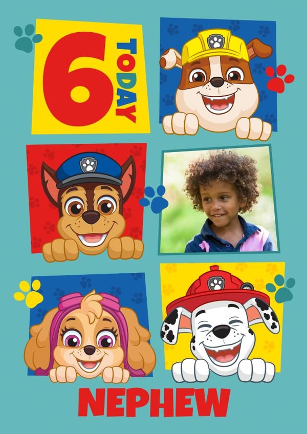 Personalised Paw Patrol 6th Birthday Photo Card for Nephew created by Danilo