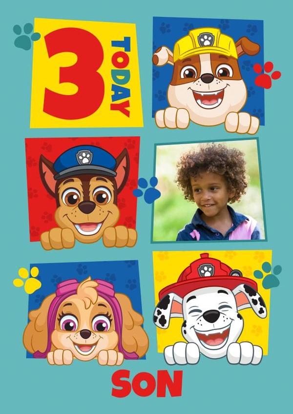 Personalised Paw Patrol 3rd Birthday Photo Card for Son created by Danilo