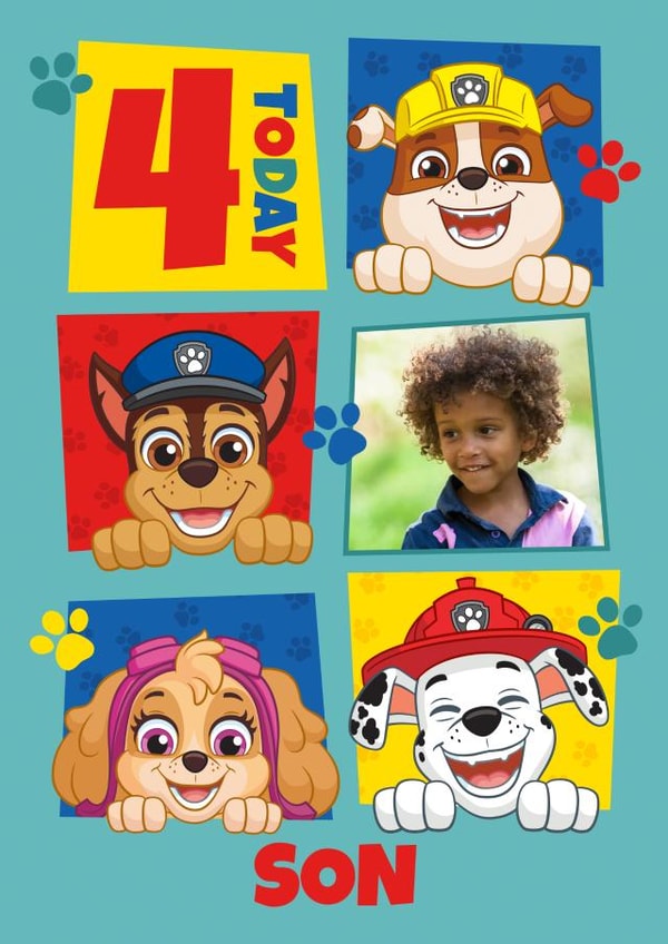 Personalised Paw Patrol 4th Birthday Photo Card for Son created by Danilo