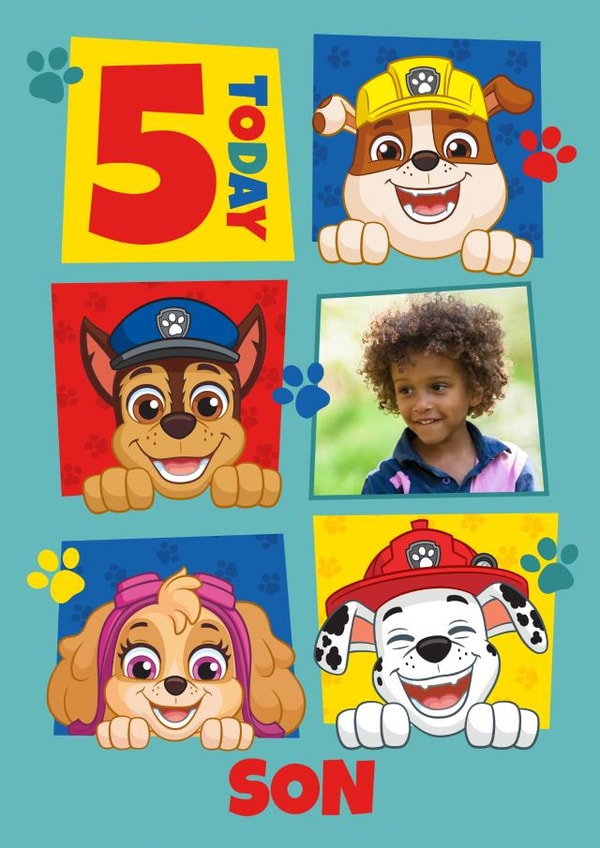 Personalised Paw Patrol 5th Birthday Photo Card for Son created by Danilo
