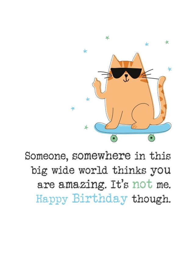 Funny Birthday Card - Cat - Skateboard created by Dandelion Stationery