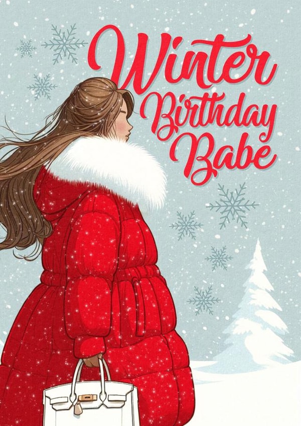 Pretty Birthday Card - Winter Babe - Snow created by Atwood & Atwood