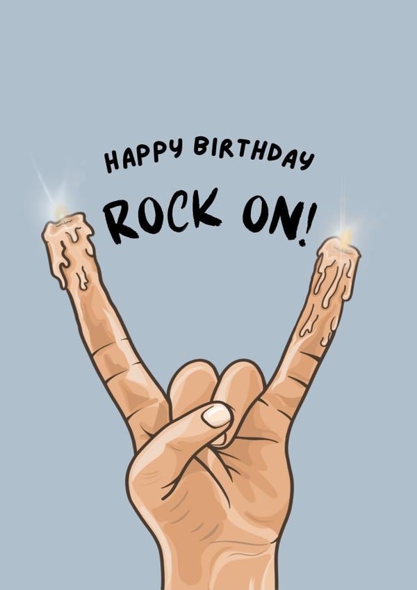 Fun Birthday Card - Rock On - Candles created by Abigail D Art