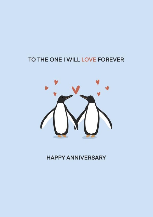 Cute Anniversary Card - Penguins - Love Forever created by Little Prints Fred Designs