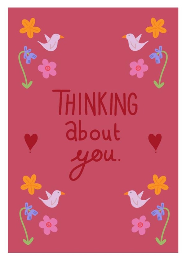 Cute Thinking Of You Card - Flowers - Hearts created by Georgia Hill