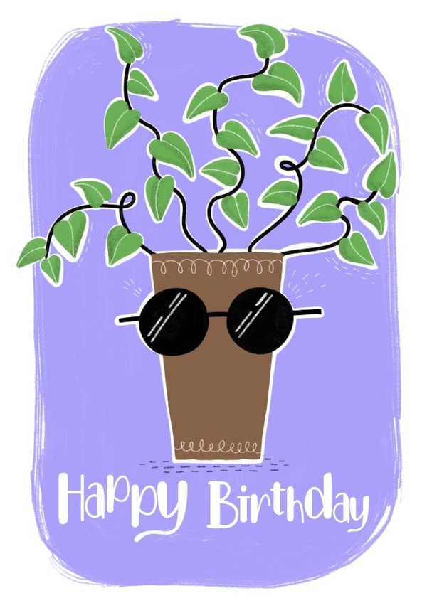 Funky Quirky Birthday Card – House Plant – Happy Birthday created by Lucky Fox