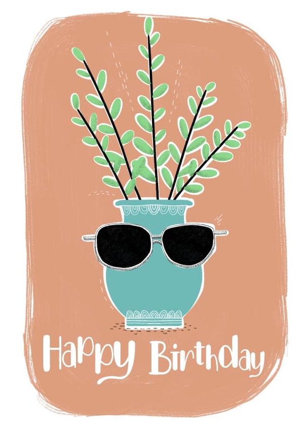 Cool Birthday Card - House Plant - Happy Birthday - Aviators created by Lucky Fox