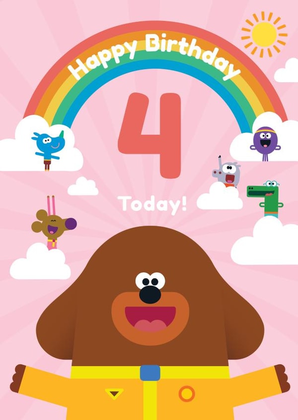 Hey Duggee 4th Birthday Card – 4 Today! – For Girl created by Danilo