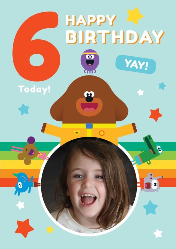 Personalised Hey Duggee 6th Birthday Photo Card For Kids created by Danilo