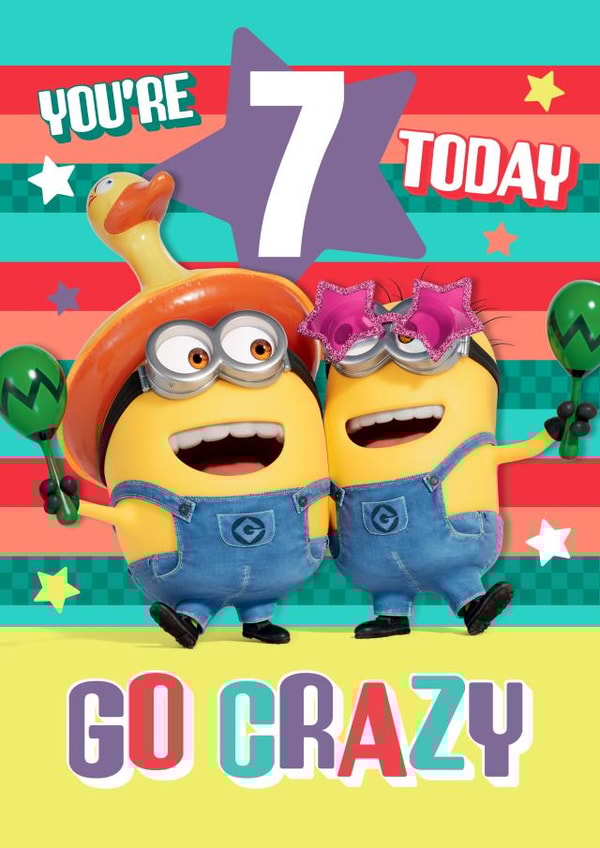 Crazy Fun Minions 7th Birthday Card created by Danilo
