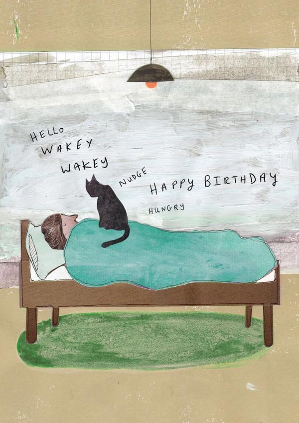 Arty Birthday Card - Hungry Cat created by Greyling Post