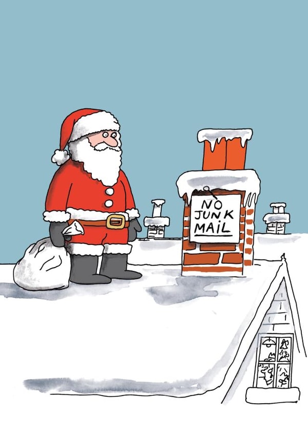Funny Christmas Card - Santa Comic - No Junk Mail created by Cardinky
