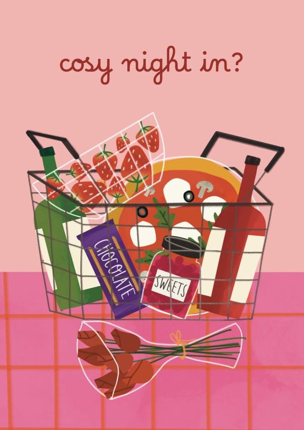 Cute Valentine's Card - Cosy Night In - Shopping Basket created by AbiGoLucky