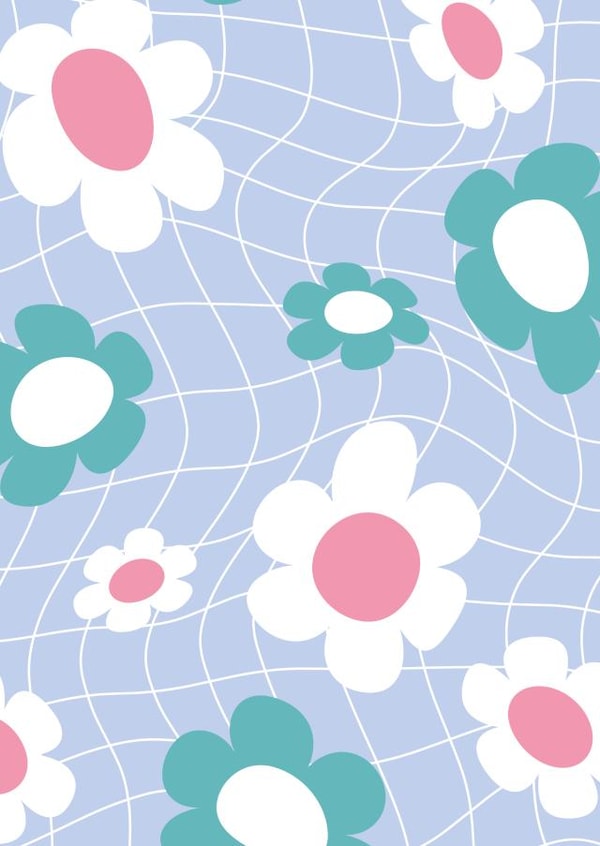 Cute Flower Grid Pink Purple Checkered Cool Blank Card Any Occasion created by YA DSGN