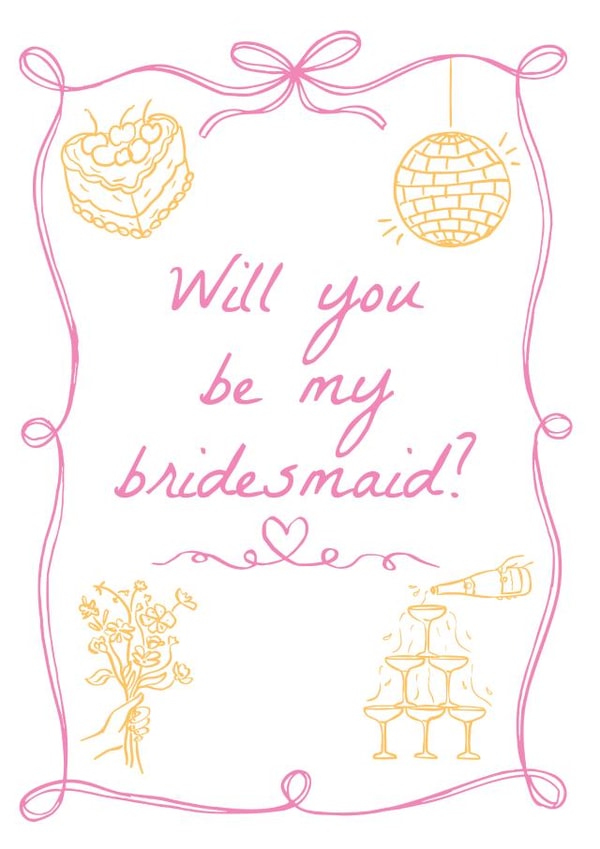 Cute will you be my bridesmaid proposal wedding card created by Blush & Blossom 