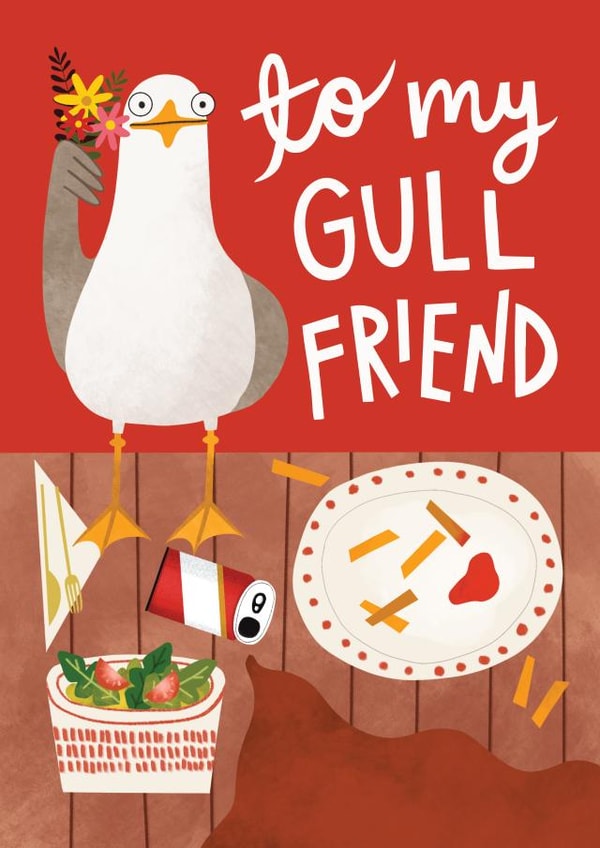 Cute Valentine's Day Card - Girlfriend - Seagull created by AbiGoLucky