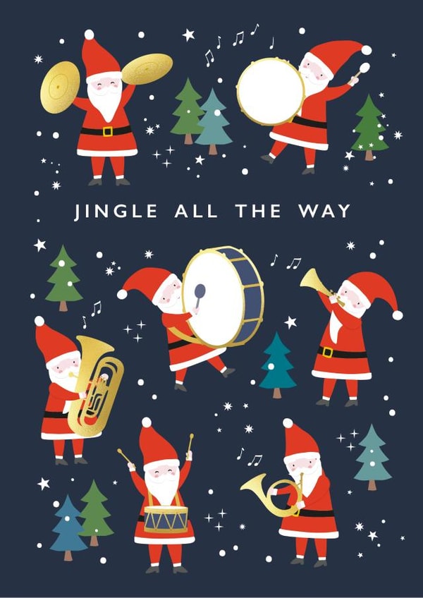 Cute Christmas Card - Santa Band - Jingle All The Way created by Klara Hawkins