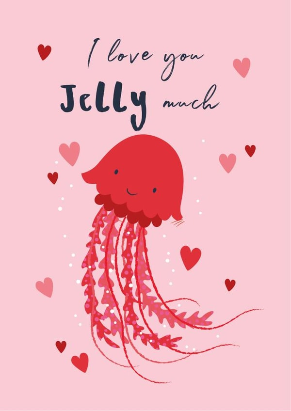 Cute Valentine's Day - I Love You Jelly Much - Jellyfish created by Klara Hawkins