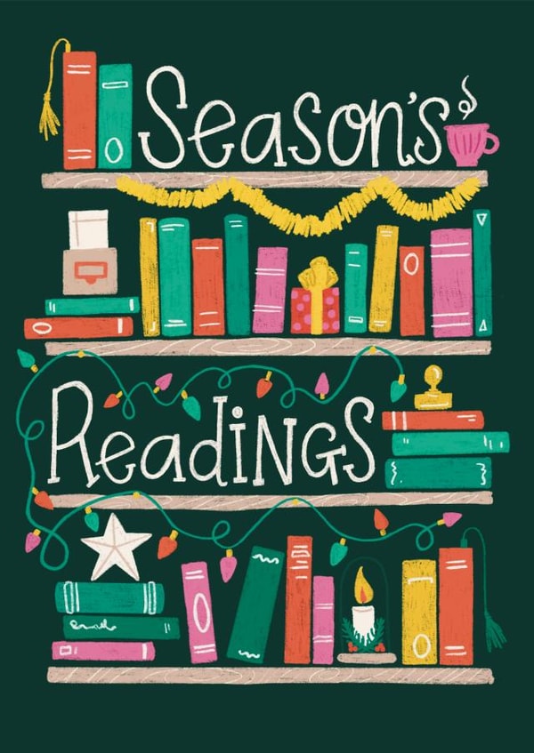 Fun Christmas Card - Season's Readings - Books created by Lisa Illustrates