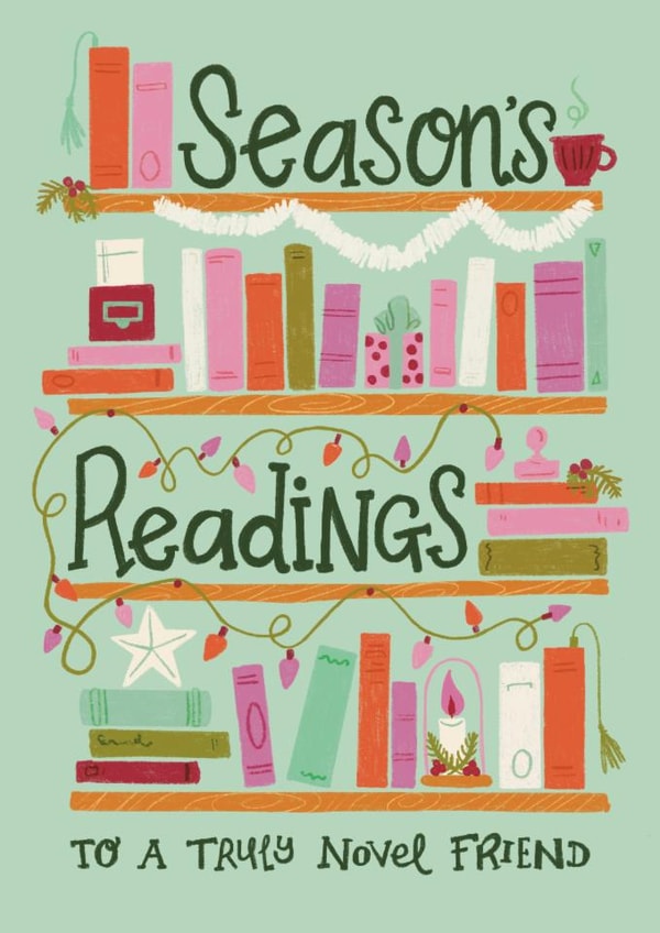 Classic Christmas Card - Season's Readings - Books created by Lisa Illustrates