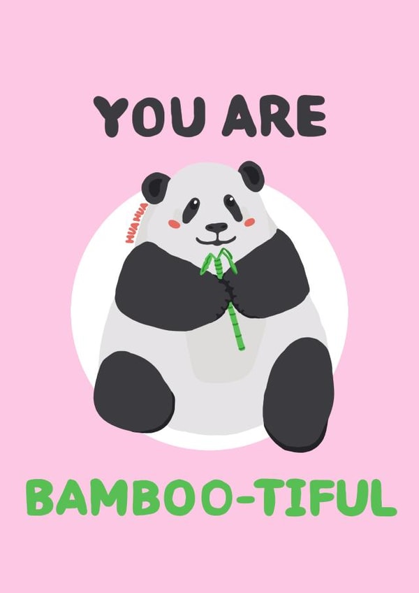 Cute Friendship Card - Hua Hua the Panda - You are bamboo-tiful created by BoozlesDoodles
