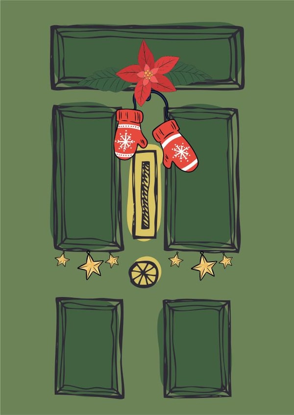 Christmas Mittens, Festive Green Door Card created by Summer Lane Studio