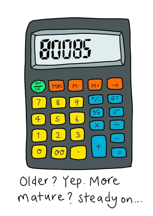 Funny Birthday Card - Immature Calculator - Boobs created by Rosie Johnson Illustrates