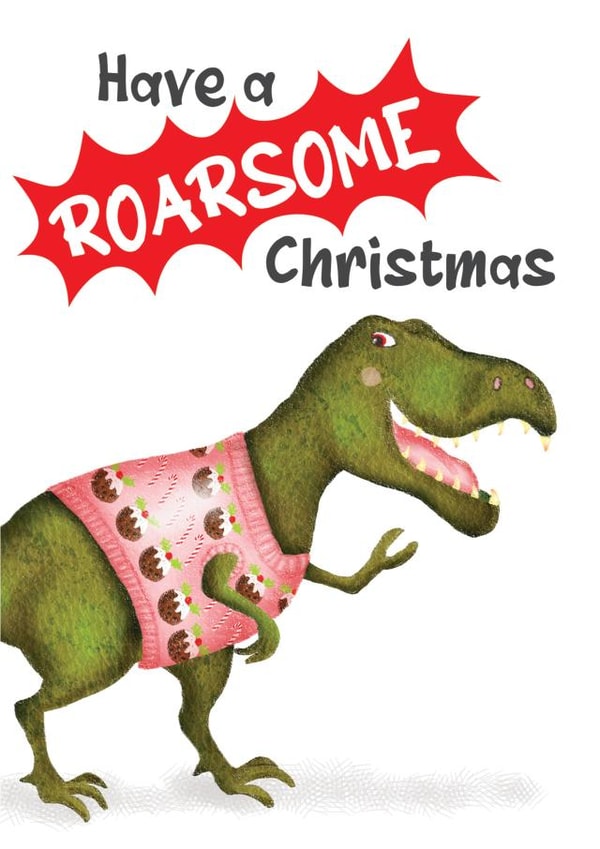 Have a roarsome Christmas dinosaur card created by LeopardyNonsense