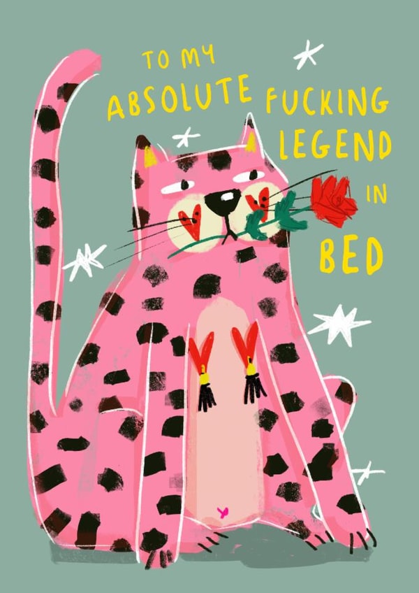 Naughty Valentine's Day Card - Legend In Bed created by NICHOLA COWDERY ILLUSTRATIONS 