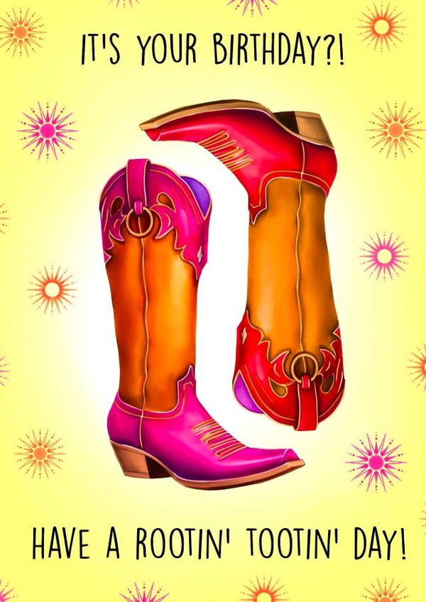 Fun Birthday Card - Rootin' Tootin' - Cowboy Boots created by Poppy & Mabel 