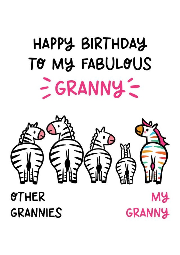 Cute Birthday Card - For Granny - Zebras created by Lyndsay Moon