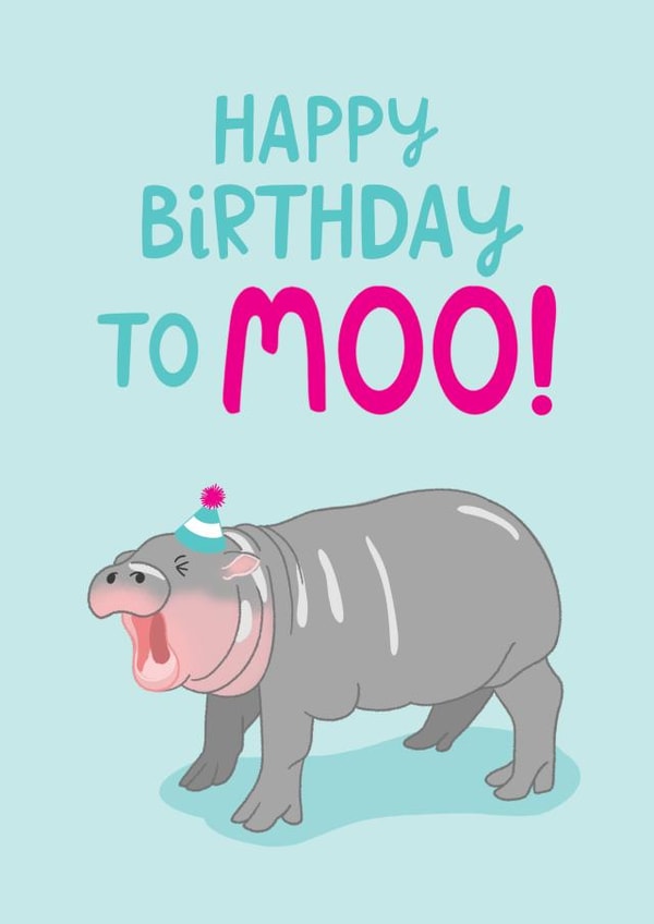 Cute Birthday Card - Moo Deng created by The Cake Thief