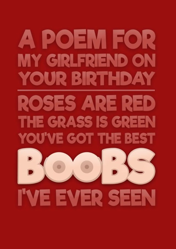 Rude Birthday Card - For Girlfriend - Best Boobs created by Blind Faith