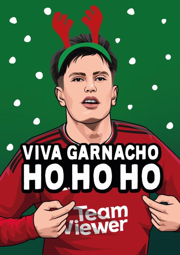 Funny Christmas Card - Alejandro Garnacho - Man United created by All Things Banter