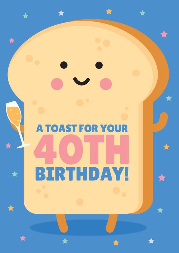 Cute Birthday Card - 40th - A Toast created by Blush & Blossom 