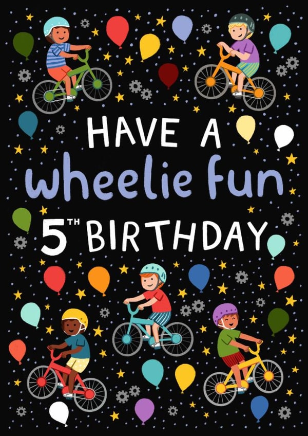 Cute 5th Birthday Card - Bikes - For Him created by Pear Tree Press