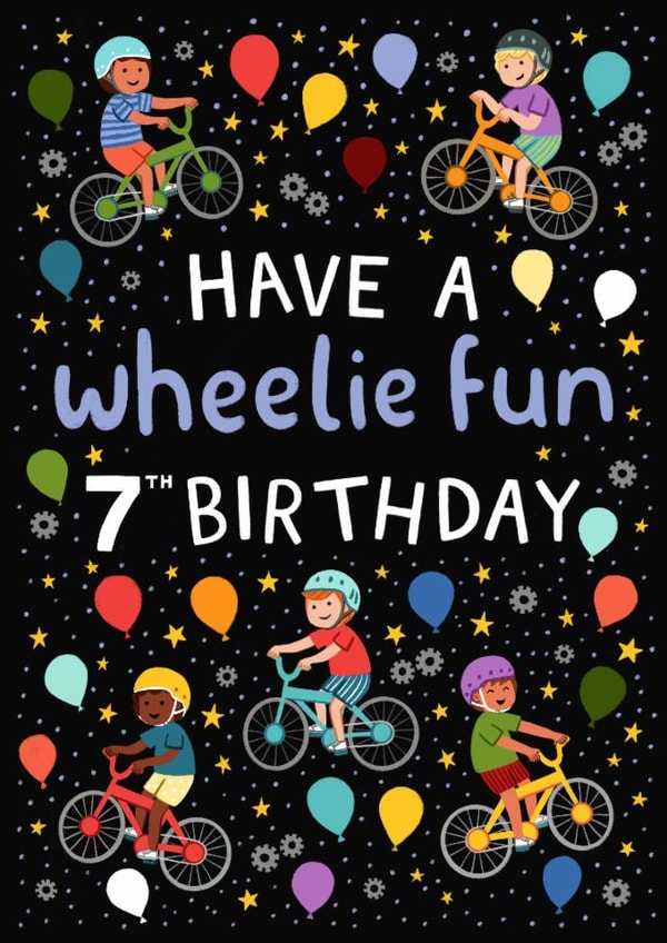 Cute 7th Birthday Card - Bikes - For Him created by Pear Tree Press