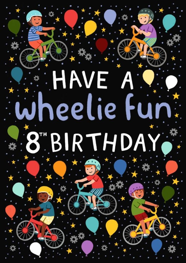 Cute 8th Birthday Card - Bikes - For Him created by Pear Tree Press