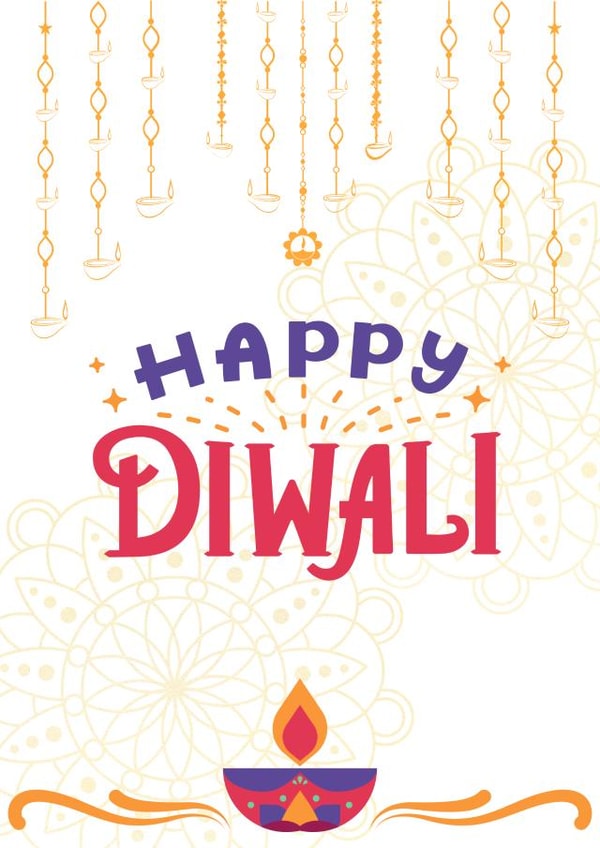 Elegant Diwali Cards with Diyas, Rangoli, and Gold Accents –Celebrate with Style created by Cutesy Co.