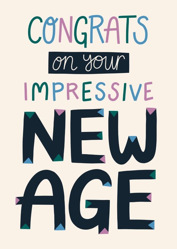 New Age Birthday Card - Funny Cheeky Birthday Card for Him or Her created by Christine Cuddihy Illustration