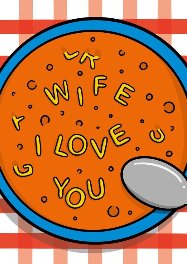 Cute Valentine's Day Card - Wife - Alphabet Soup created by TeePee Creations