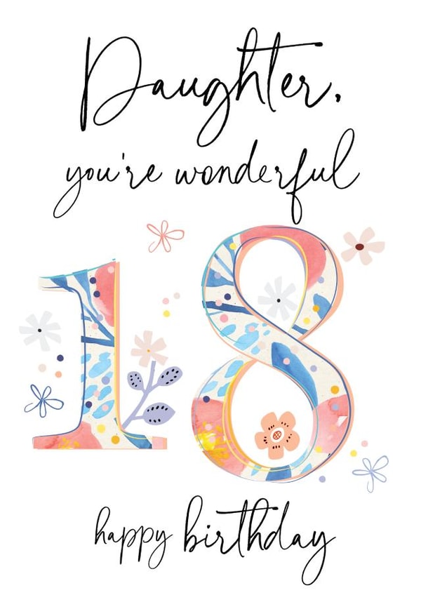 Classic Birthday Card - 18th - Wonderful Daughter created by Katie Phythian Design